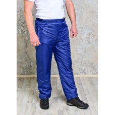Утепленные синтепоном мужские брюки на поясе- резинка,  цвет-темно-синий 
