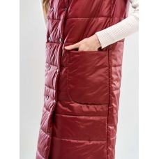 Удлиненный женский  жилет с накладными карманами, цвет-бордо