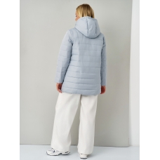 Утепленная женская куртка с капюшоном светло- серая