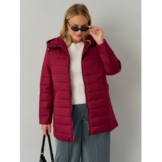 Утепленная женская куртка с капюшоном бордо