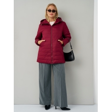 Утепленная женская куртка с капюшоном бордо