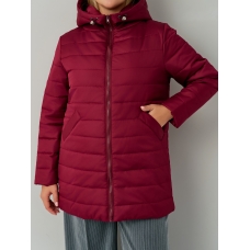 Утепленная женская куртка с капюшоном бордо