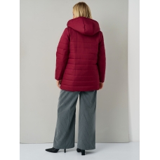 Утепленная женская куртка с капюшоном бордо
