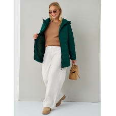 Утепленная женская куртка с капюшоном изумруд