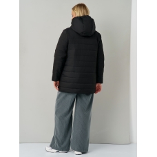 Утепленная женская куртка с капюшоном черная