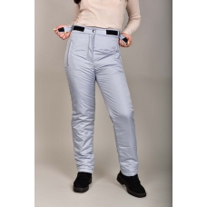 Утепленные женские брюки с высокой спинкой, цвет- светло-серый