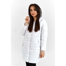 Демисезонное  пальто  с капюшоном, цвет - белый