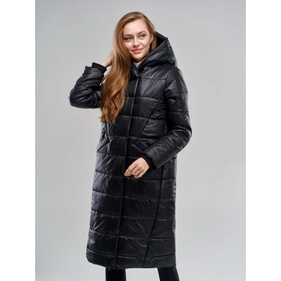 Длинное женское пальто  для еврозимы,цвет-черный