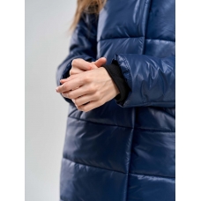 Длинное женское пальто  для еврозимы, цвет-синий