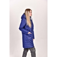 Пальто женское  с  капюшоном,  цвет -синий