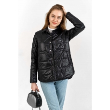 Утепленная  женская куртка-рубашка,цвет-черный
