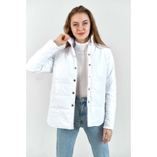 Утепленная  женская куртка-рубашка,цвет-белый