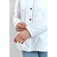 Утепленная  женская куртка-рубашка,цвет-белый