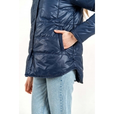 Утепленная  женская куртка-рубашка,цвет-синий