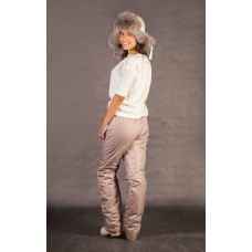 Утепленные женские брюки на поясе-резинке, цвет - капучино