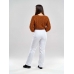 Утепленные женские брюки на поясе с завышенной талией, цвет - белый