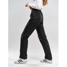 Утепленные женские брюки на поясе с завышенной талией, цвет - черный