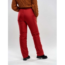 Утепленные женские брюки на поясе с завышенной талией, цвет - красный