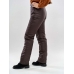 Утепленные женские брюки на поясе с завышенной талией, цвет - шоколад