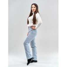 Утепленные женские брюки на поясе с завышенной талией, цвет - светло-серый