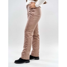 Утепленные женские брюки на поясе с завышенной талией, цвет - капучино