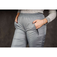 Утепленные женские брюки на манжете по щиколотке, цвет- серый