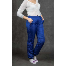 Утепленные женские брюки на манжете по щиколотке, цвет- синий
