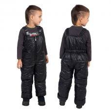 Детский утепленный полукомбинезон из мягкой курточной глянцевой ткани, цвет -черный