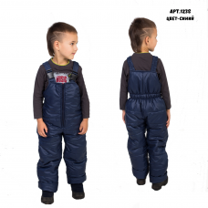 Детский утепленный полукомбинезон из мягкой курточной глянцевой ткани, цвет -синий 